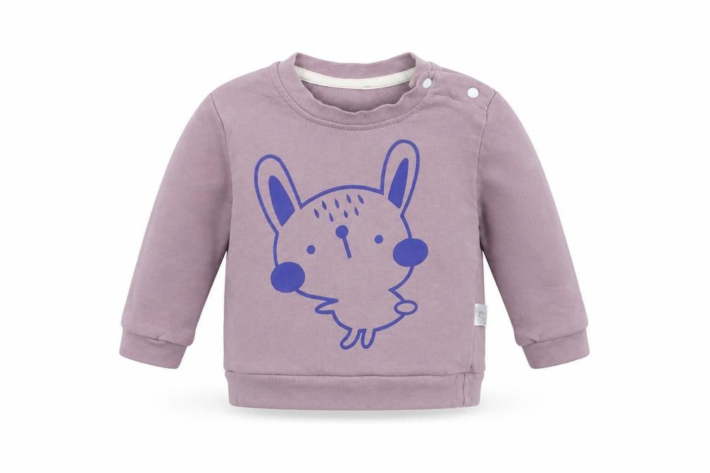 Preworn Baby Purple  Cotton Pullover Jumper Size 6-9 Months  Snap - Bunny
