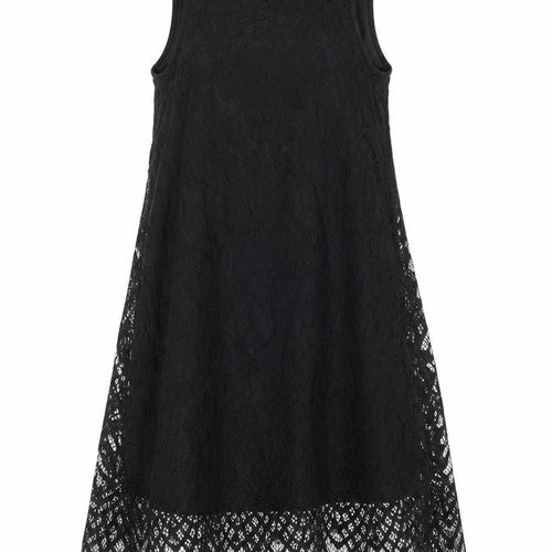 Love Fire Womens Black  Nylon Shift  Size XS  Mock Neck Button - Lace Overlay