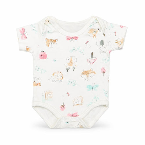 Bebe Bonito Baby White Geometric Cotton Romper One-Piece Size 0-3 Months  Snap - Woodland Animals Print