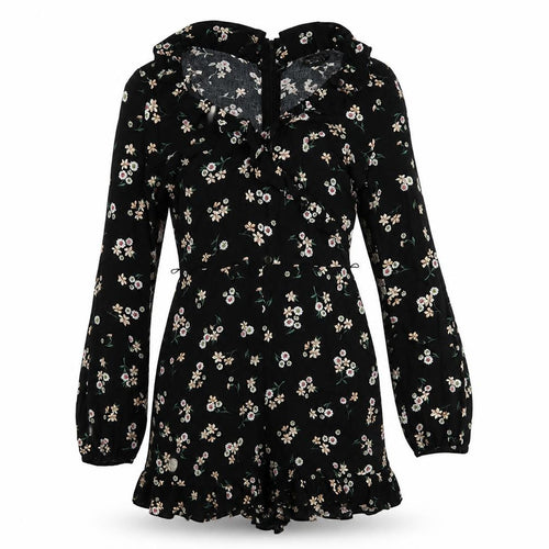 Topshop Womens Black Floral Viscose Romper One-Piece Size 6  Zip