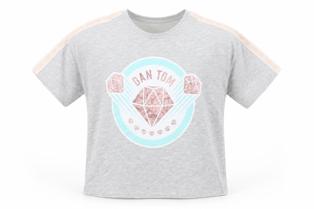 Front view of George girls’ grey polyester basic t-shirt, size 12, years crew neck