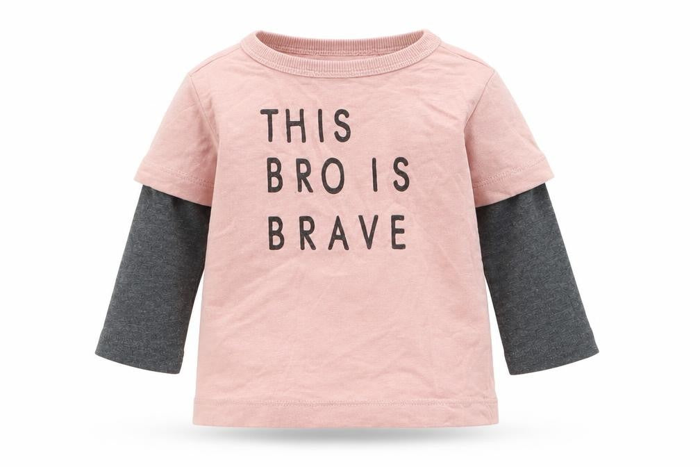 Front view of Next boys’ pink cotton basic t-shirt, size 6-9, months round neck