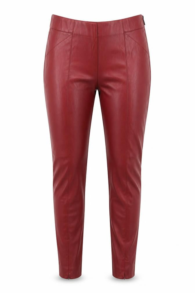 Front view of Zara women’s red polyurethane jegging jeans, size S, 28-inch leg regular
