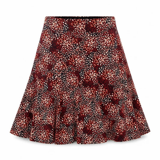 Front view of Country Casuals women’s multicoloured animal print polyester a-line skirt, size M