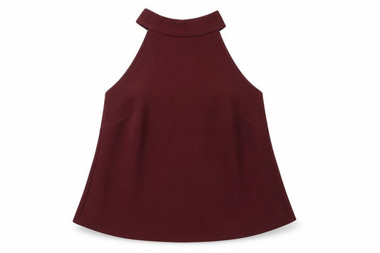 Front view of ASOS women’s purple polyester basic blouse, size UK 10, round neck