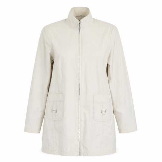 Front view of Nauge women’s beige jacket, size UK 12