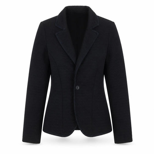 Front view of Dorothy Perkins women’s black geometric polyester jacket blazer, size UK 8