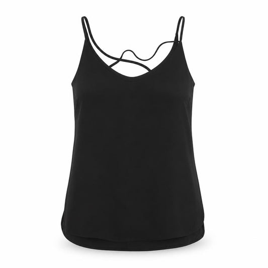 Front view of Select women’s black polyester basic blouse, size UK 12, round neck