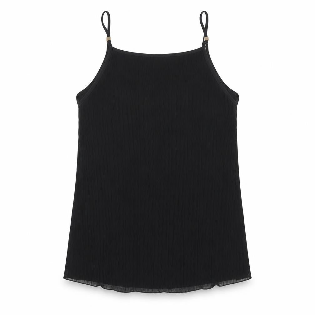 New Look Womens Black Striped Polyester Camisole Blouse Size 12 Round Neck