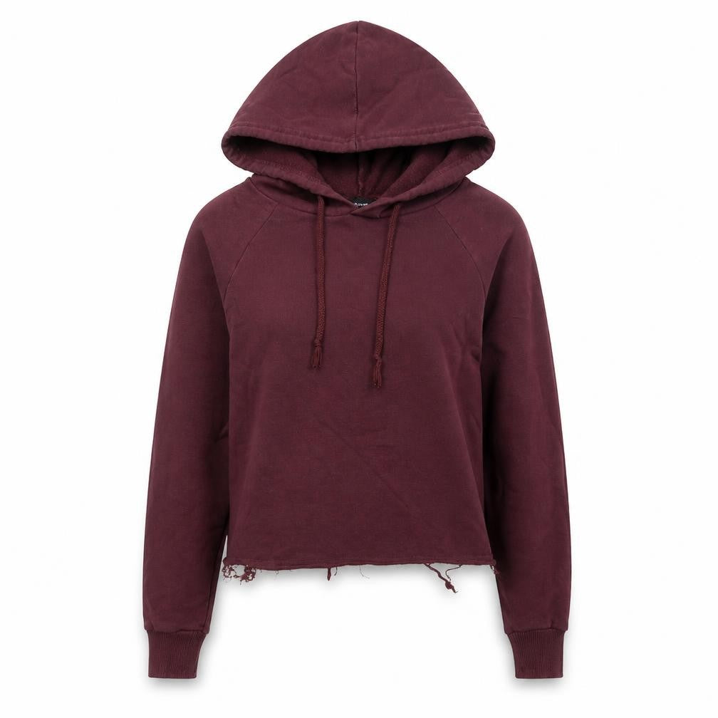 New Look Womens Purple  Cotton Pullover Hoodie Size 6   - Distressed hem