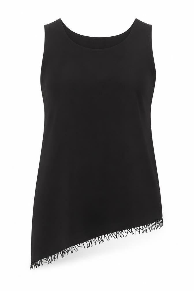 Essentials Collection Womens Black  Polyester Basic Tank Size 10 Crew Neck