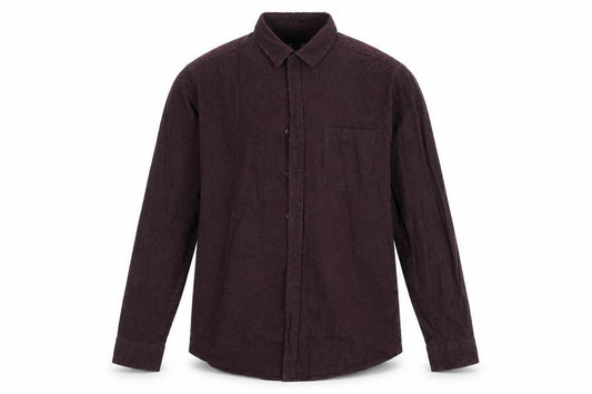 Front view of Topman men’s purple cotton button-up, size L, collared button