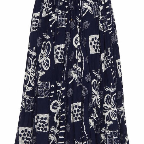 AKAL Womens Black Geometric Viscose Flare Skirt Size 34 in   Drawstring