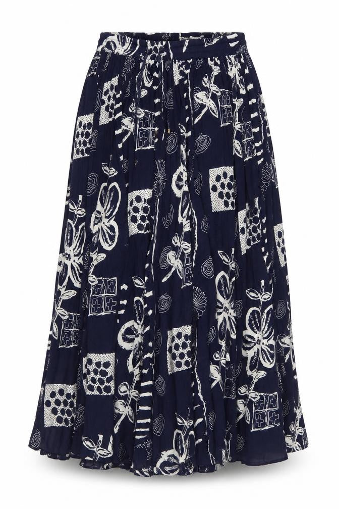 AKAL Womens Black Geometric Viscose Flare Skirt Size 34 in   Drawstring