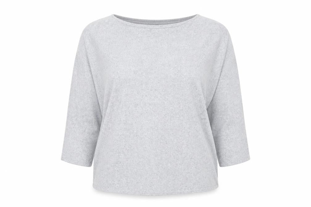 Front view of F&F women’s grey boat neck polyester jumper, size UK 22