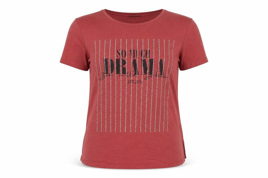 Front view of Select women’s pink viscose basic t-shirt, size M, crew neck - so much drama