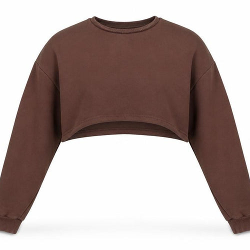 Candy Couture Girls Brown  Cotton Pullover Sweatshirt Size 15 Years   - Cropped