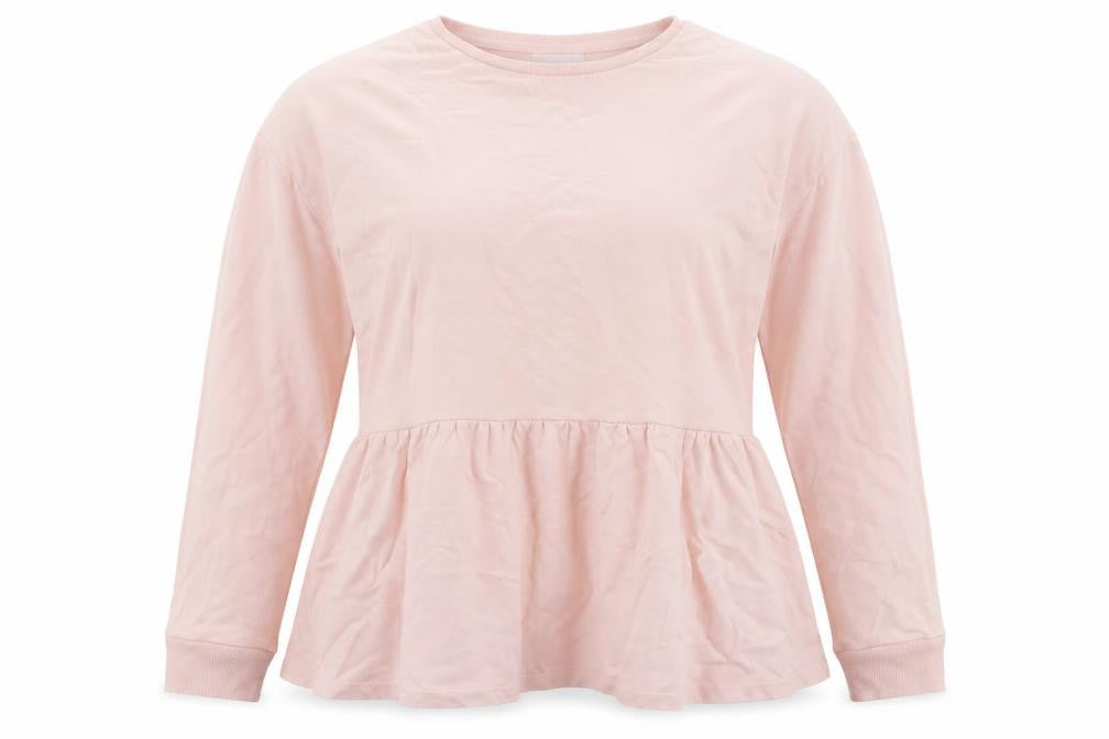 Front view of Papaya women’s pink cotton pullover sweatshirt, size M, pullover
