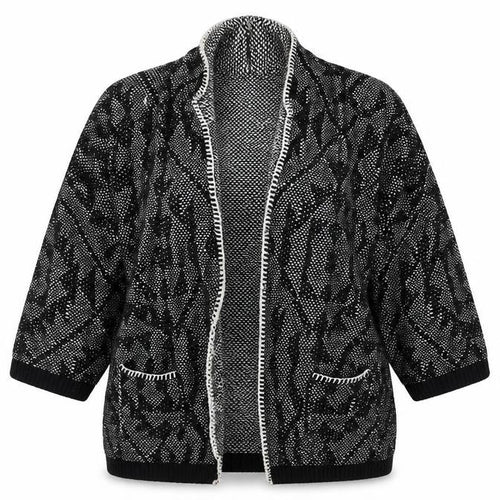 NEXT Womens Black V-Neck Geometric Cotton Cardigan Jumper Size M