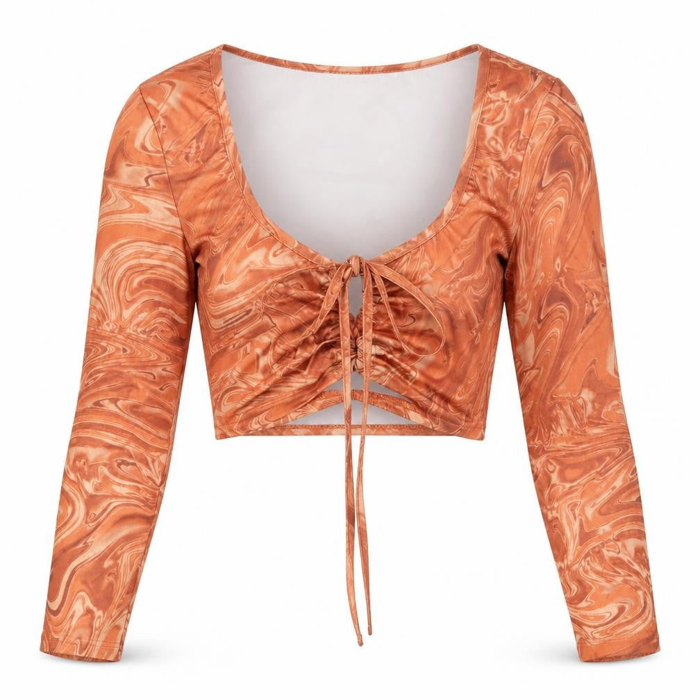 SheIn Womens Orange  Polyester Cropped T-Shirt Size S Off the Shoulder - Abstract
