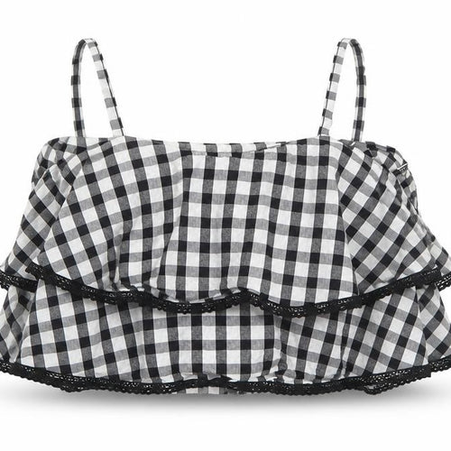 River Island Girls Grey Check Cotton Cropped Tank Size 12 Years Round Neck Pullover