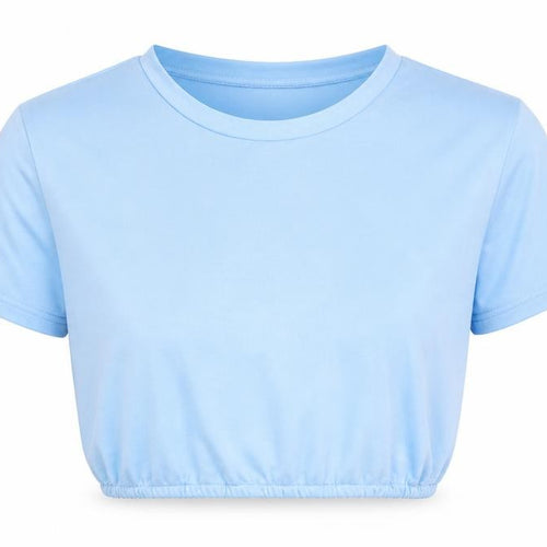 Shein  Girls Blue  Polyester Cropped T-Shirt Size S Round Neck