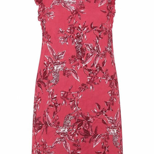 Debenhams Womens Pink Floral Viscose Shift  Size 10  V-Neck
