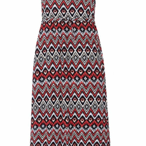 LC Waikiki Womens Red Geometric Viscose Maxi  Size 38  Round Neck