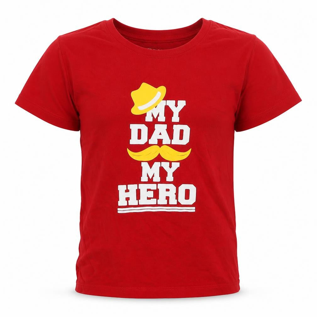 Preworn Boys Red  Coir Basic T-Shirt Size 7 Years Crew Neck Pullover - my dad my hero