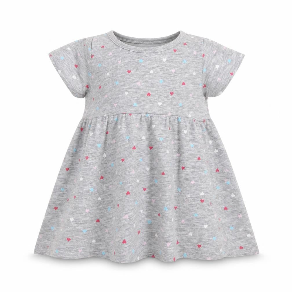 H&M Girls Grey Polka Dot Cotton A-Line  Size 2 Years  Crew Neck Pullover - heart print