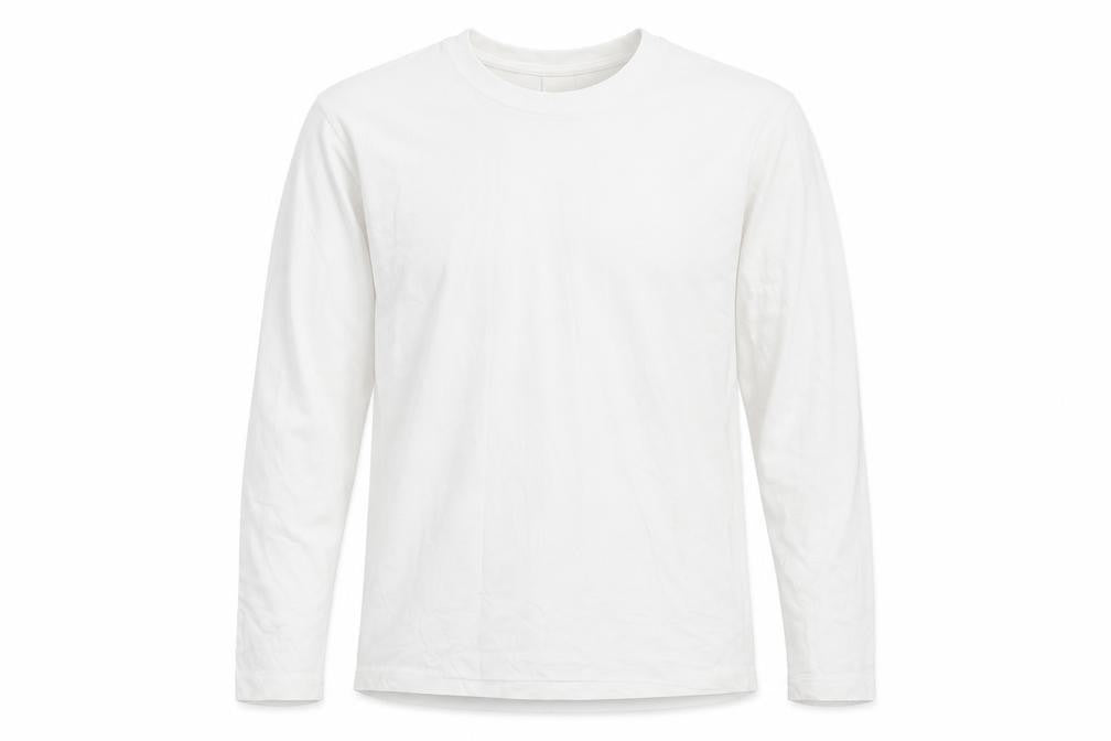 Front view of H&M men’s white cotton pullover sweatshirt, size S