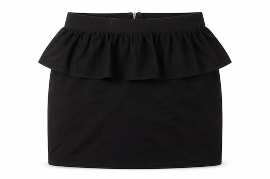 Front view of New Look women’s black polyester a-line skirt, size UK 12, zip