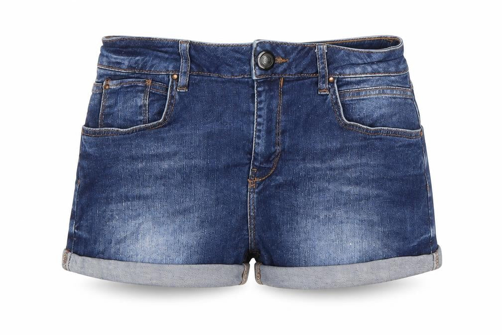 Preworn Womens Blue  Cotton Hot Pants Shorts Size 30 in  Regular Button
