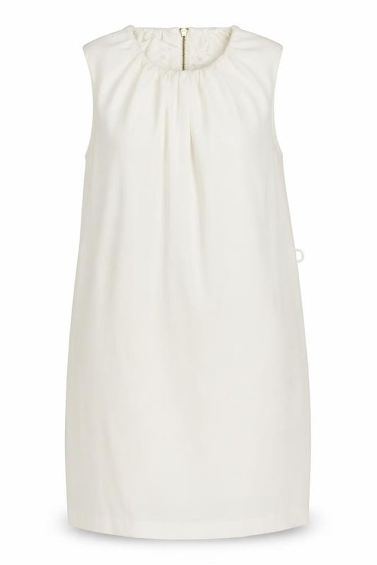 Front view of Zara women’s ivory polyester a-line, size M, round neck pullover