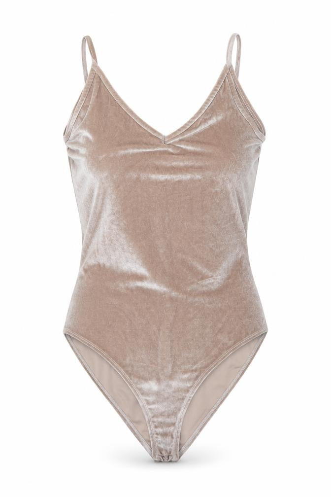 Front view of River Island women’s brown polyester bodysuit one-piece, size UK 6, pullover