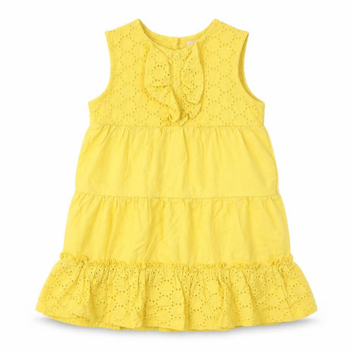 Mini Club Girls Yellow  Cotton T-Shirt Dress  Size 18-24 Months  Round Neck Pullover