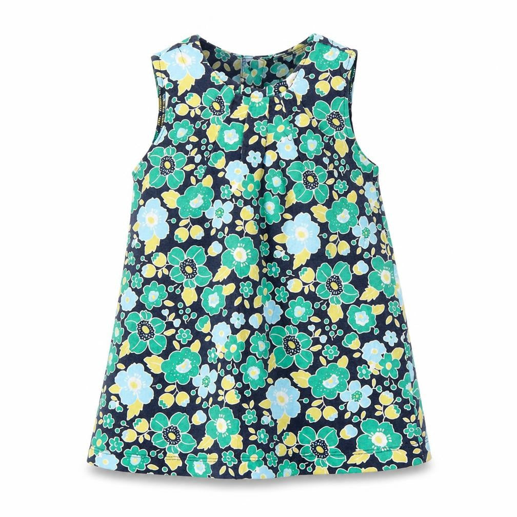 Mini Club Girls Green Floral Cotton T-Shirt Dress  Size 18-24 Months  Round Neck Pullover