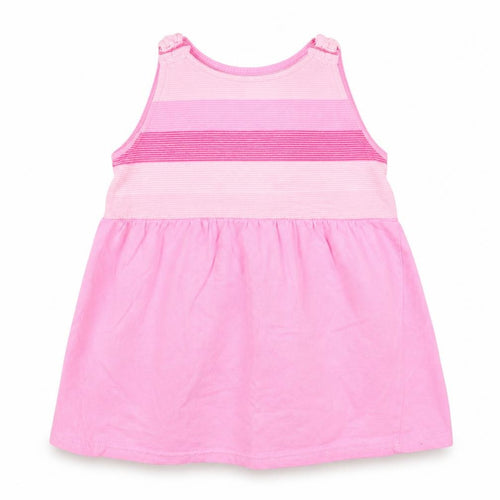 Ergee Girls Pink Striped Cotton A-Line  Size 6-9 Months  Round Neck Pullover