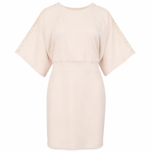 ASOS Womens Pink  Polyester Pencil Dress  Size 4  Crew Neck Zip - Lace sleeve detail, open back