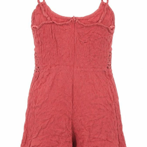 Primark Womens Brown  Viscose Playsuit One-Piece Size 8  Zip - crochet waist detail