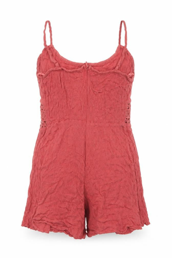 Primark Womens Brown  Viscose Playsuit One-Piece Size 8  Zip - crochet waist detail