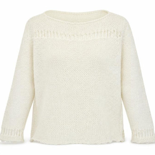 Preworn Womens Ivory Boat Neck  Acrylic Cape Jumper Size 4
