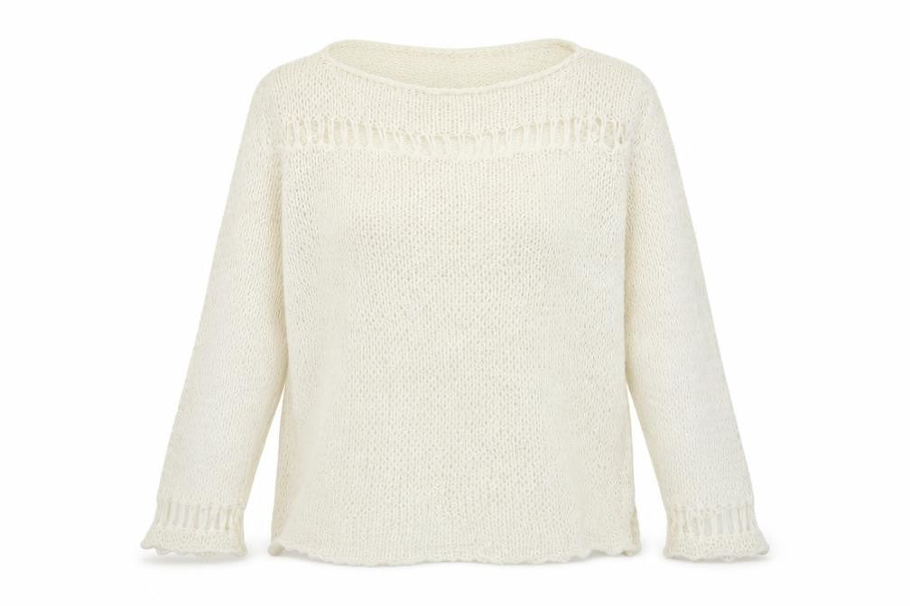 Preworn Womens Ivory Boat Neck  Acrylic Cape Jumper Size 4