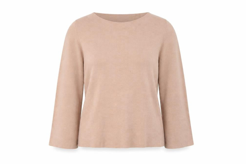 Front view of Zara women’s beige round neck cotton jumper, size S
