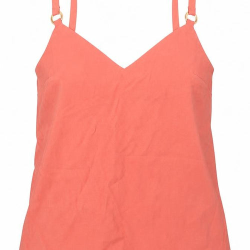 Topshop Womens Orange  Viscose Camisole Blouse Size 8 V-Neck