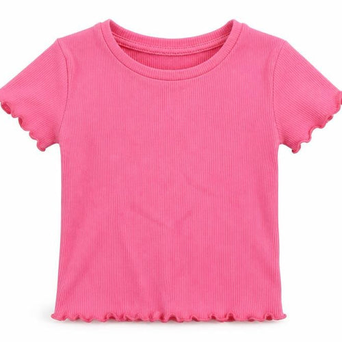 Primark Girls Pink  Cotton Basic T-Shirt Size 18-24 Months Round Neck