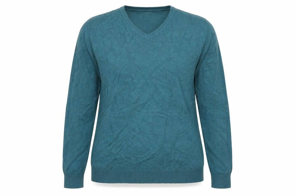 Front view of Zara women’s green v-neck jumper, size M