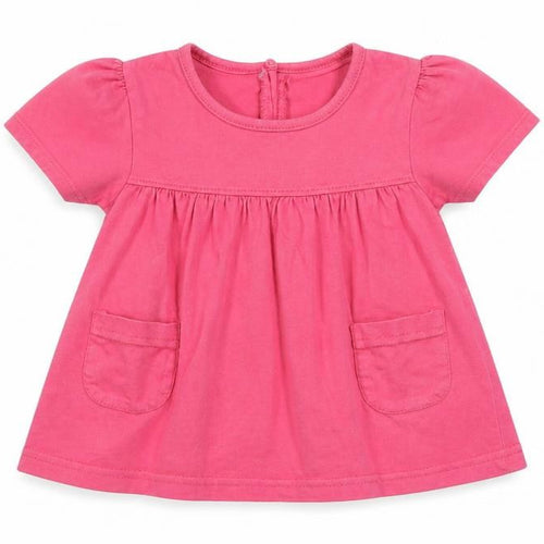 Baby Girls Pink  Cotton Basic T-Shirt Size 9-12 Months Round Neck