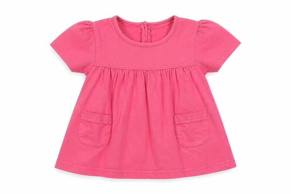Baby Girls Pink  Cotton Basic T-Shirt Size 9-12 Months Round Neck