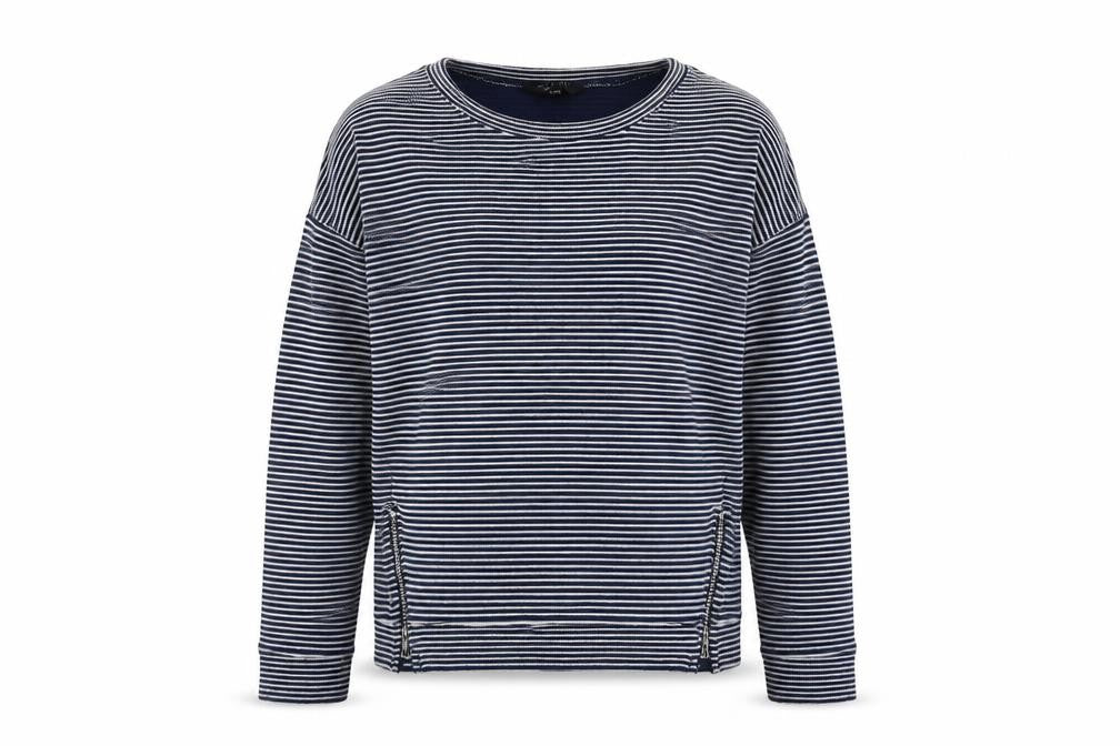 New Look Girls Blue Striped Cotton Pullover Sweatshirt Size 12-13 Years